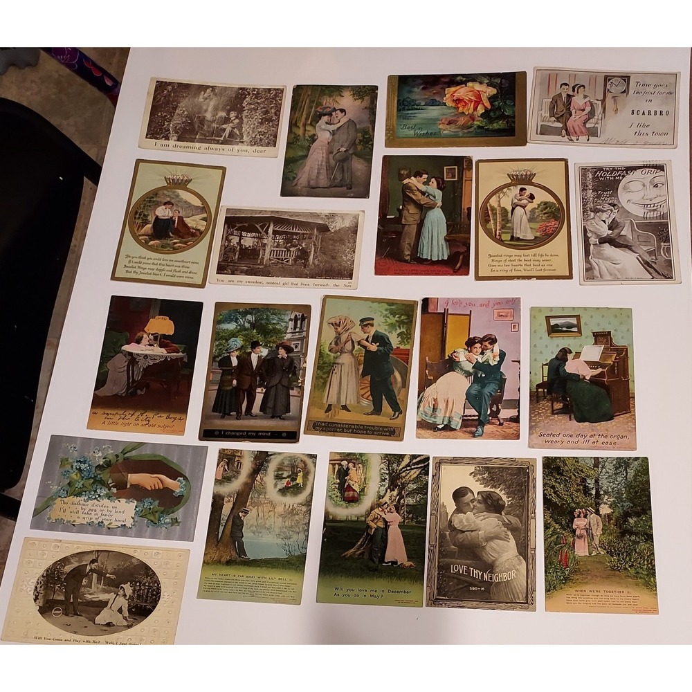 Antique Postcards - Love Story in Postcards - Phoebe & Earl 1909-1914